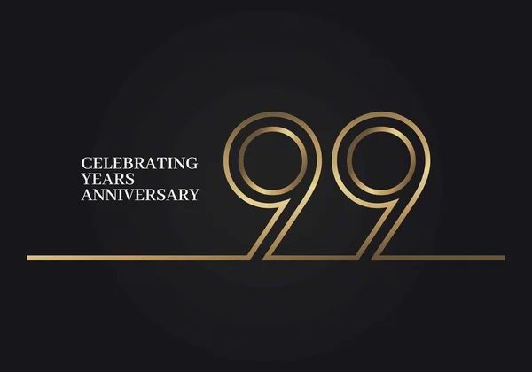 Логотип Летнего Юбилея Золотыми Цветовыми Номерами Шрифтов Одной Соединенной Линии — стоковый вектор