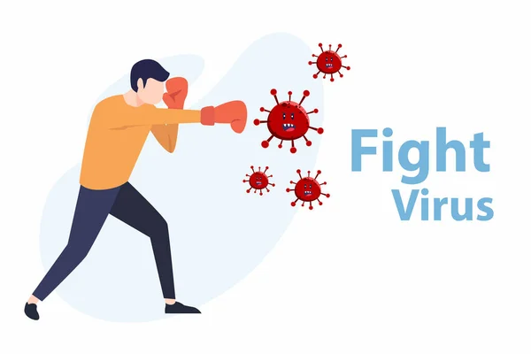 Векторні Ілюстрації Борються Ковадлом Корона Вірусу Вилікувати Вірус Корони Люди — стоковий вектор