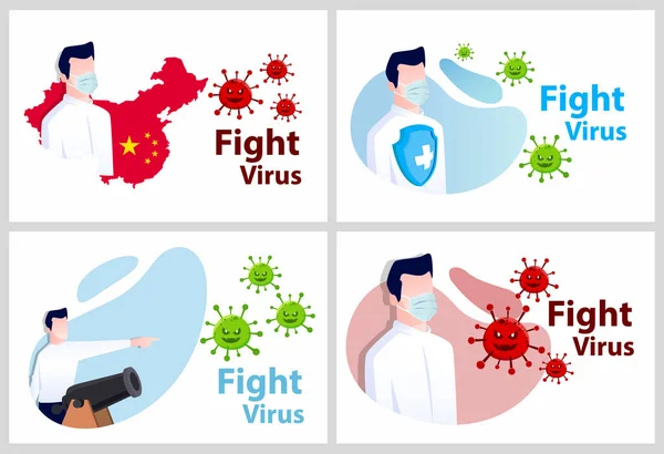 Coronavirus China Een Nieuw Coronavirus Mensen Met Een Wit Masker — Stockvector