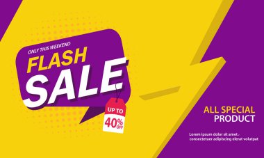 Only Weekend Special Flash Sale banner. Flash Sale discount up to 40% off. Vector illustration. - Vector clipart