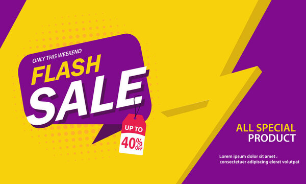 Only Weekend Special Flash Sale banner. Flash Sale discount up to 40% off. Vector illustration. - Vector