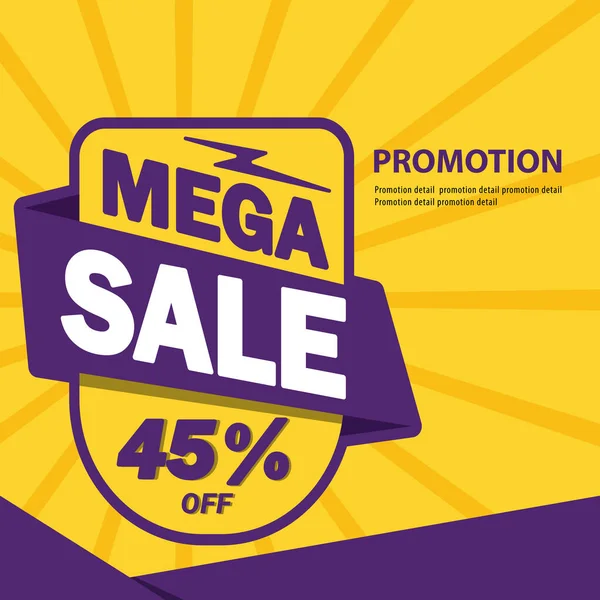 Mega Sale Banner Plakát Sleva Nápis Propagace Vektorová Ilustrace Plakátu — Stockový vektor