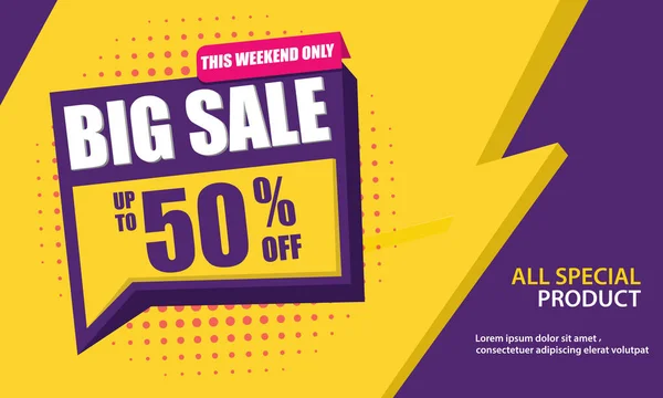 Only Weekend Special Big Sale Banner Big Sale Discount Vector — Stock Vector