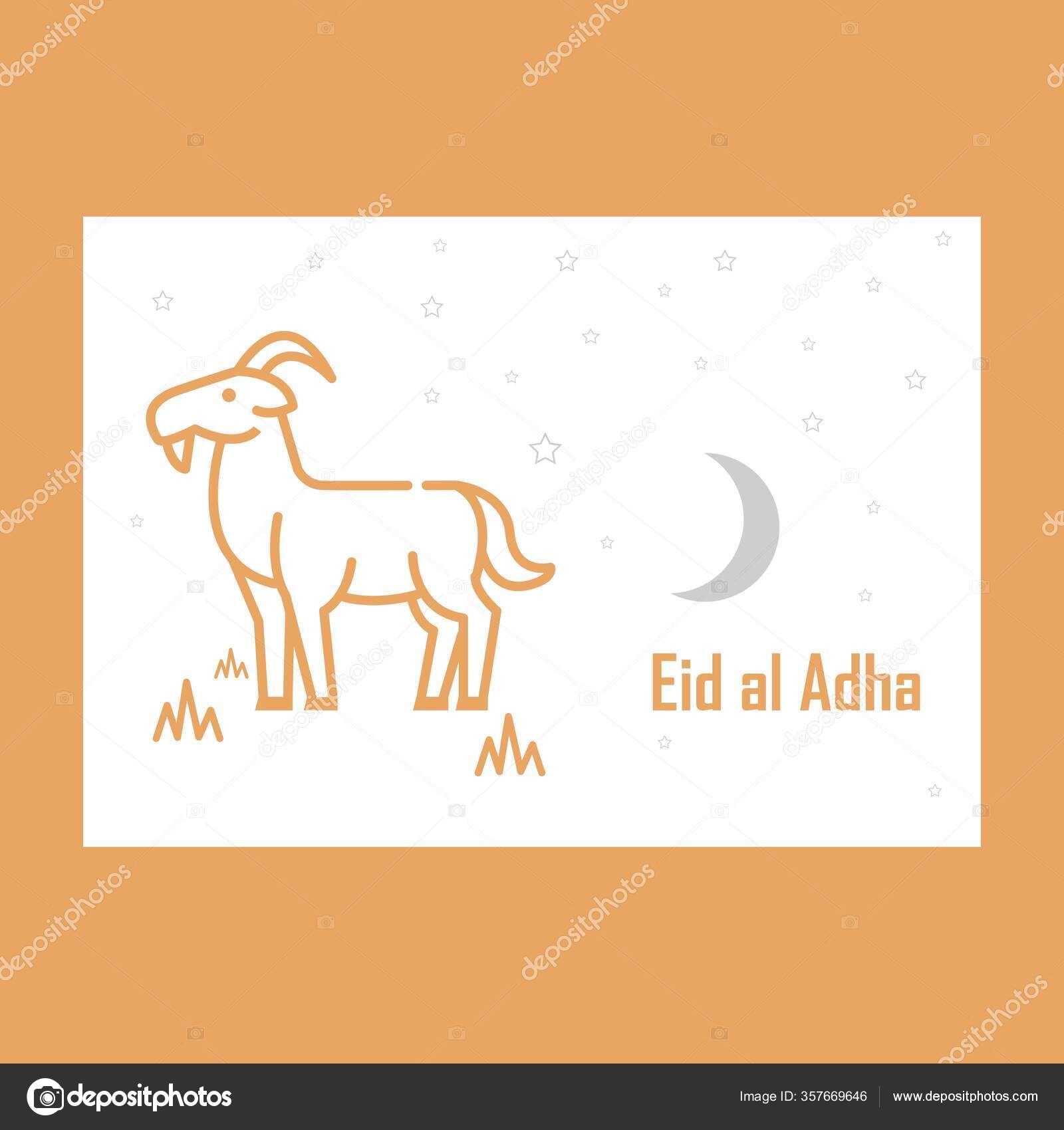 Eid Adha Poster Design Vector Happy Qurban Mubarak Islamic Arabic Stock