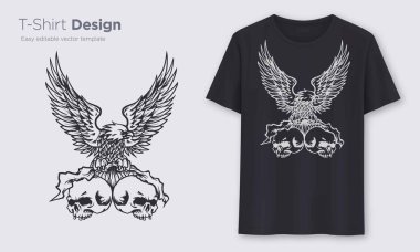 Kartal vektörü. Şık t-shirt ve modern tasarım, tipografi, baskı, vektör illüstrasyonu. Genel Örnekler.