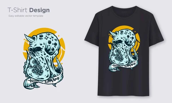 Krakenmonster Stilvolles Shirt Und Kleidung Modernes Design Typografie Druck Vektorillustration — Stockvektor