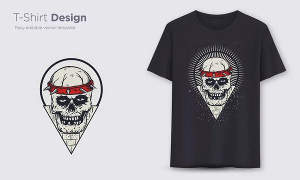 Totenkopf Jahrgang Stilvolles Shirt Und Kleidung Modernes Design Typografie Druck — Stockvektor