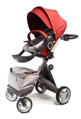 Norveç elit bebek arabası beyaz bir arka plan üzerinde izole