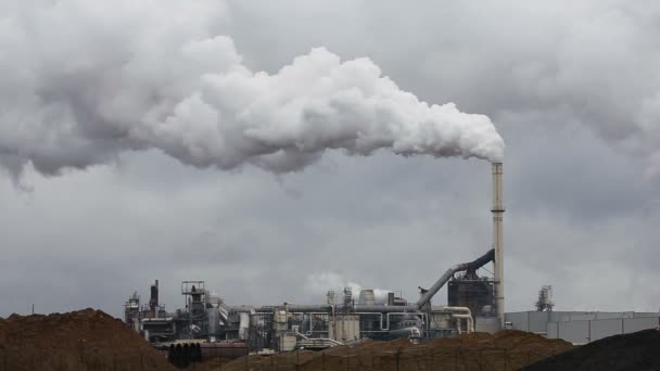 Powietrze Atmosferyczne Zanieczyszczenia Przemysłowych Dymu Teraz Rury Stali Roślin Gęsty — Wideo stockowe