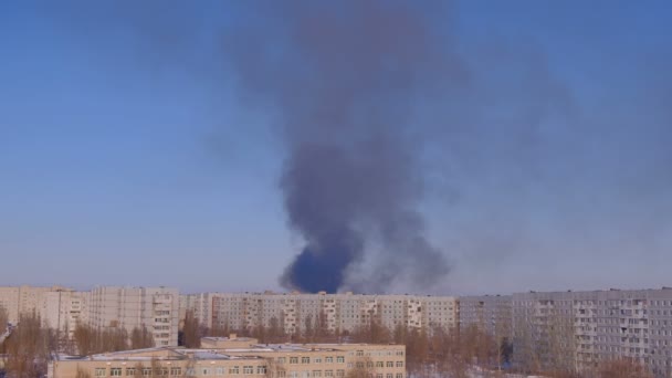 Edificio Fiamme Con Fumo Emergenza Edificio Incendio Doloso — Video Stock