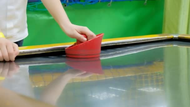 Children Play Air Hockey — Stock Video