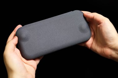 MOSCOW, RUSSIA - 18 Şubat 2020: Grey Nintendo Switch Lite. El bilgisayarı oyununa son giriş, fiyatı 1990 dolar 99 sent.