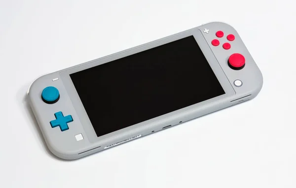 Mosca Russia Febbraio 2020 Grey Nintendo Switch Lite Sfondo Bianco — Foto Stock