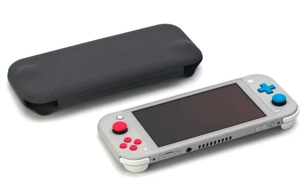 Mosca Russia Febbraio 2020 Grey Nintendo Switch Lite Sfondo Bianco — Foto Stock