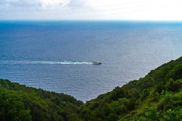 Bella Vista Panoramica Yacht Bianco Crociera Sul Mare Mediterraneo Turchese — Foto Stock