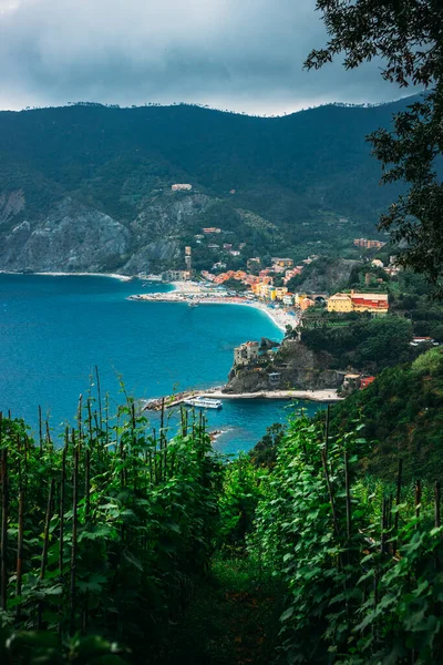 Vacker Naturskön Utsikt Över Medelhavet Turkosa Havet Och Monterosso Mare — Stockfoto