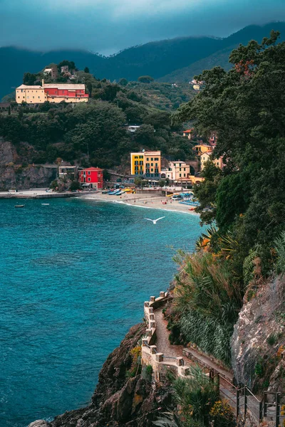 Belle Vue Panoramique Sur Mer Méditerranée Turquoise Plage Monterosso Mare — Photo
