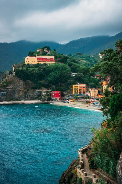 Bela Vista Panorâmica Mar Mediterrâneo Azul Turquesa Praia Monterosso Mare — Fotografia de Stock