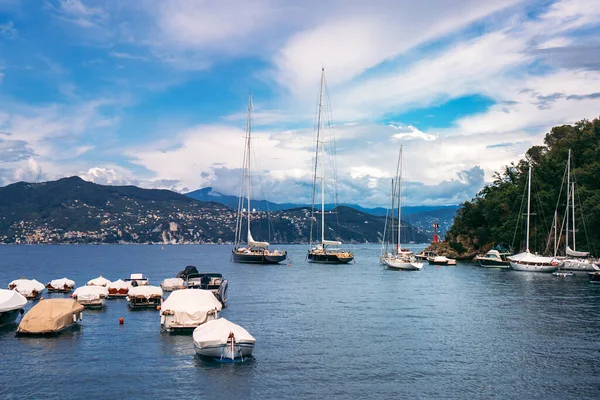 Vista Panorâmica Deslumbrante Portofino Uma Das Mais Belas Cidades Beira — Fotografia de Stock