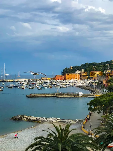 Landschappelijk Uitzicht Haven Van Santa Margherita Ligure Boulevard Aan Italiaanse — Stockfoto