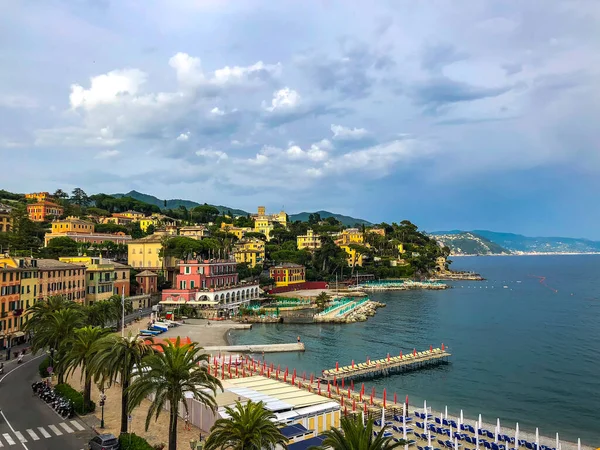 Amplia Vista Panorámica Del Paseo Marítimo Santa Margherita Ligure Riviera — Foto de Stock