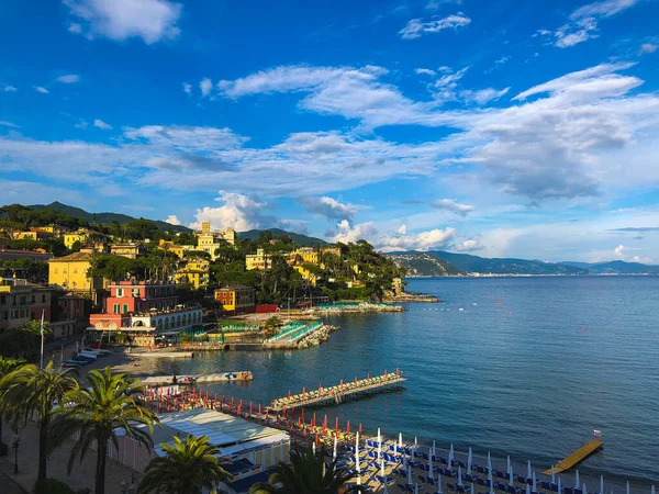 Breed Panoramisch Uitzicht Promenade Santa Margherita Ligure Aan Italiaanse Rivièra — Stockfoto