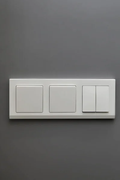 White Light Switch Grey Background Interior Style — Stock Photo, Image