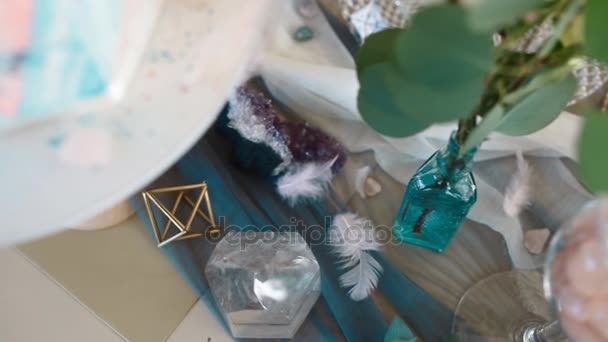 Decoração da mesa de casamento — Vídeo de Stock