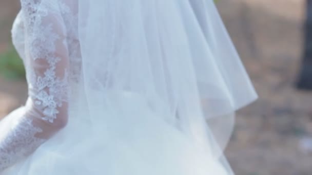 Жених и невеста приходят друг к другу — стоковое видео