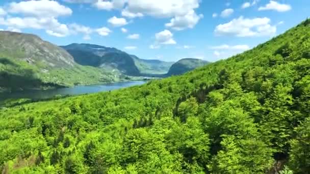 Funicular widok na jezioro Bohinj — Wideo stockowe