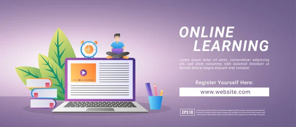 Çevrimiçi öğrenme kavramı. Kurslara kaydolun ve internetten öğrenim görün. Dijital eğitim. Web iniş sayfası, pazarlama, reklam, promosyon, afiş için uygun. Vektör illüstrasyonu