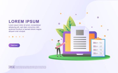 İnsan karakteriyle illüstrasyon planlama kavramı