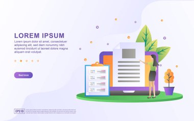 Belgelerin bütünlüğünü kontrol eden bir iş kadınının resmedildiği sayfa şablonu indiriliyor