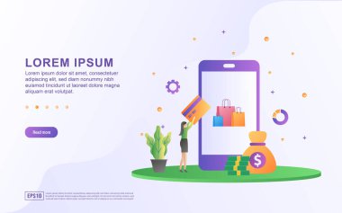 Akıllı telefon ve para simgeleriyle cep telefonu ödemeleri ve online alışveriş