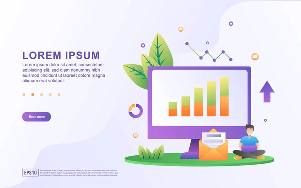 Grafik ve e- posta simgeleriyle satış raporlarının çizimi