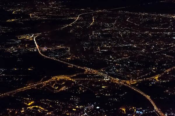 Night Moscow from the plane . — Stock Photo, Image