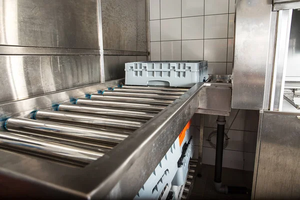 Professional kitchen, view counter in steel — Stock Photo, Image