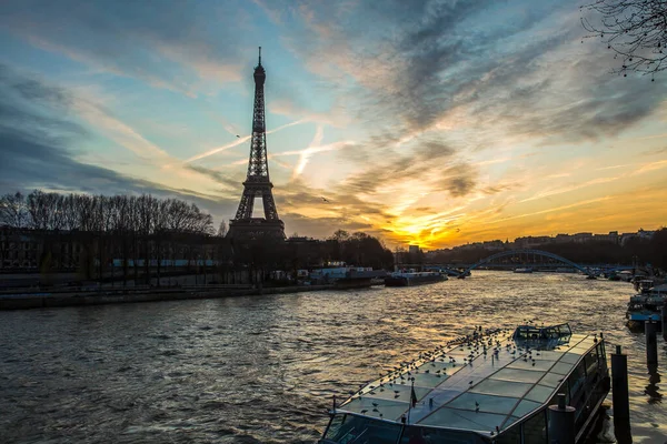 View Famous Paris Eiffel Tower Promenade Seine — Stock Photo, Image