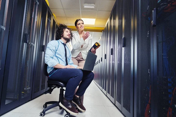 Young Technician Working Servers — Stock Photo, Image