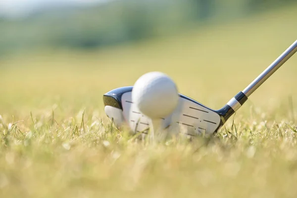 Bola Golfe Uma Grama Verde — Fotografia de Stock