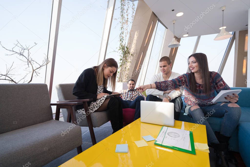 startup business people group working everyday job at modern office