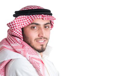 Genç Arap işadamı beyaz izole