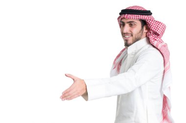Genç Arap buisnisman. İzole. kavramsal