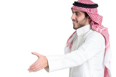 Genç Arap buisnisman. İzole. kavramsal