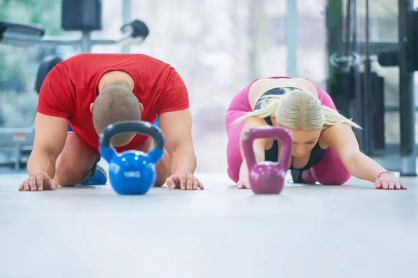 Group Having Functional Fitness Training Kettlebell Sport Gym — Stock Photo, Image