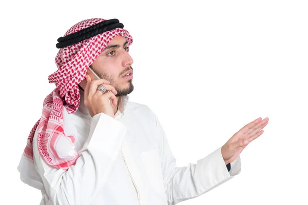 Jeune Homme Affaires Arabe Parlant Téléphone — Photo