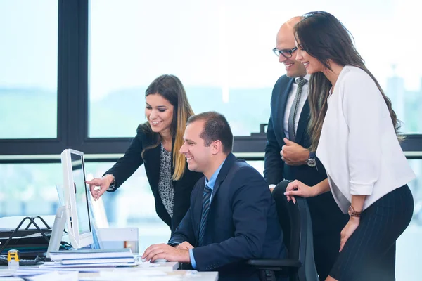 Business People Group Meeting Construction Engineer Architect Looking Building Blueprint — Stock Photo, Image