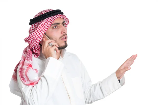 Unga Arabiska Affärsman Som Pratar Telefon — Stockfoto