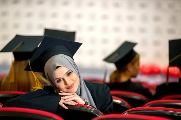 Group Diverse International Graduating Students Celebrating Sitting Standing Concept — Stock Photo, Image