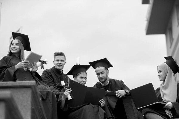 Young people graduating, celebration